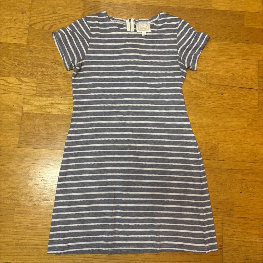 Sail to Sable Striped Preppy Nautical Coastal Vacation Resortwear Shirt Dress M
